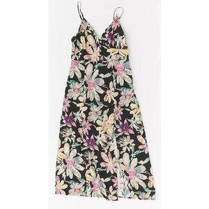 Urban Outfitters Rooftop Slit Midi Floral Linen spaghetti Strap Dress Size M
